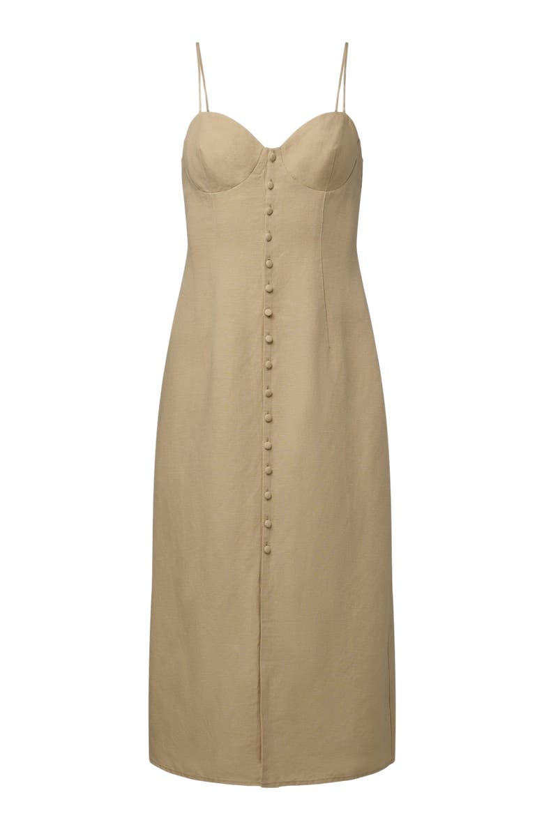 Onia Air Linen Corset Midi Dress, Alternate, color, Jute