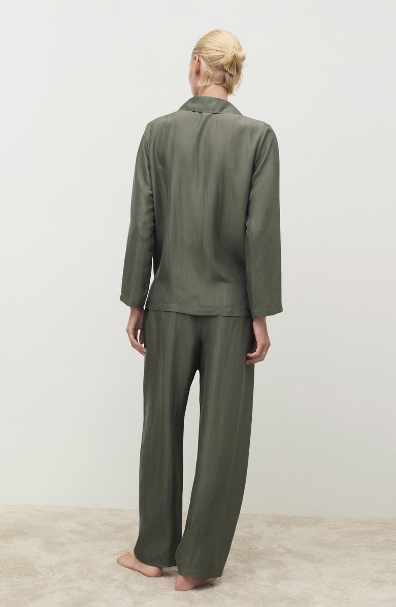 MANGO Habotai Silk Pajama Pants, Alternate, color, Forest Green