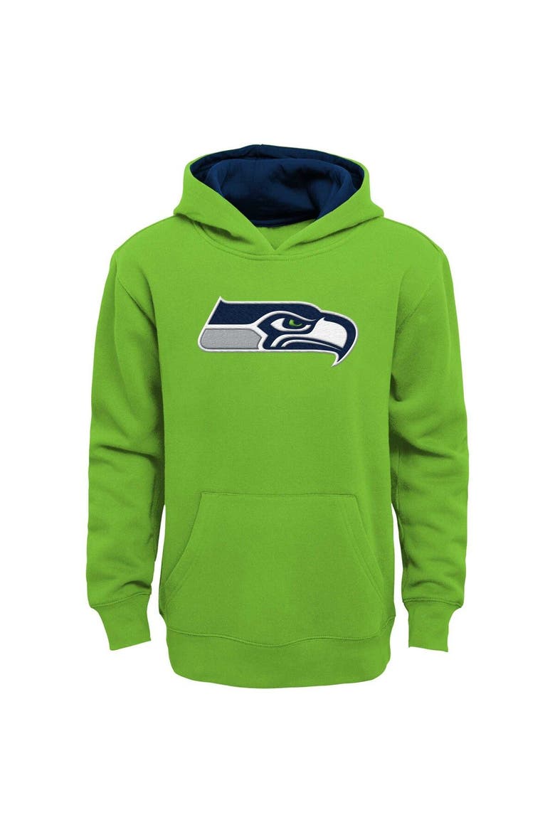 Youth Neon Green Seattle Seahawks Prime Pullover Hoodie, Main, color, Neon Green