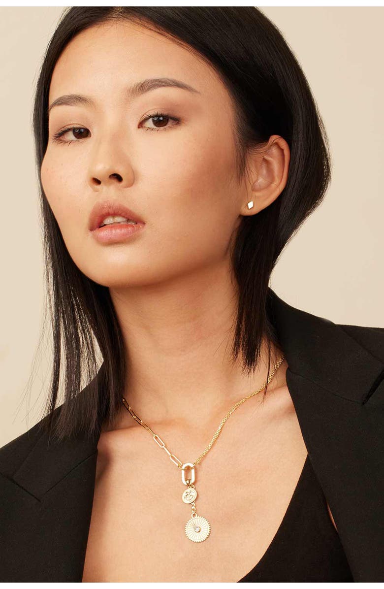 Oradina 14K Gold Sweet Diamond Studs, Alternate, color, Yellow Gold