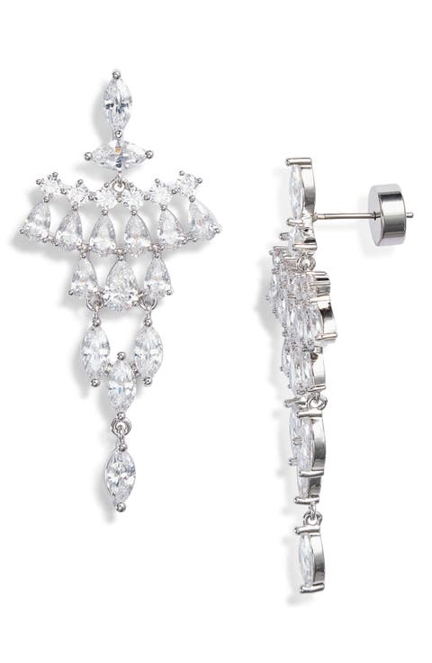 Kite Cubic Zirconia Chandelier Drop Earrings