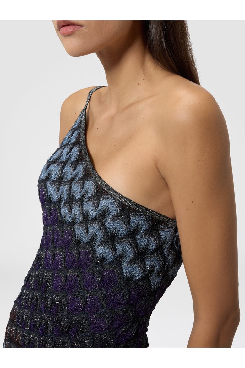 One-shoulder Viscose Lamé Mini Dress, Alternate, color, Multicoloured