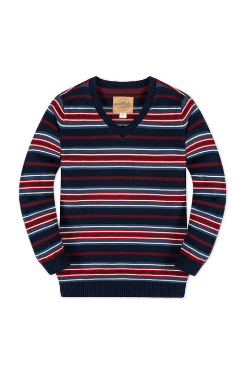 Kids' Organic Cotton V-neck Elbow Patch Sweater
