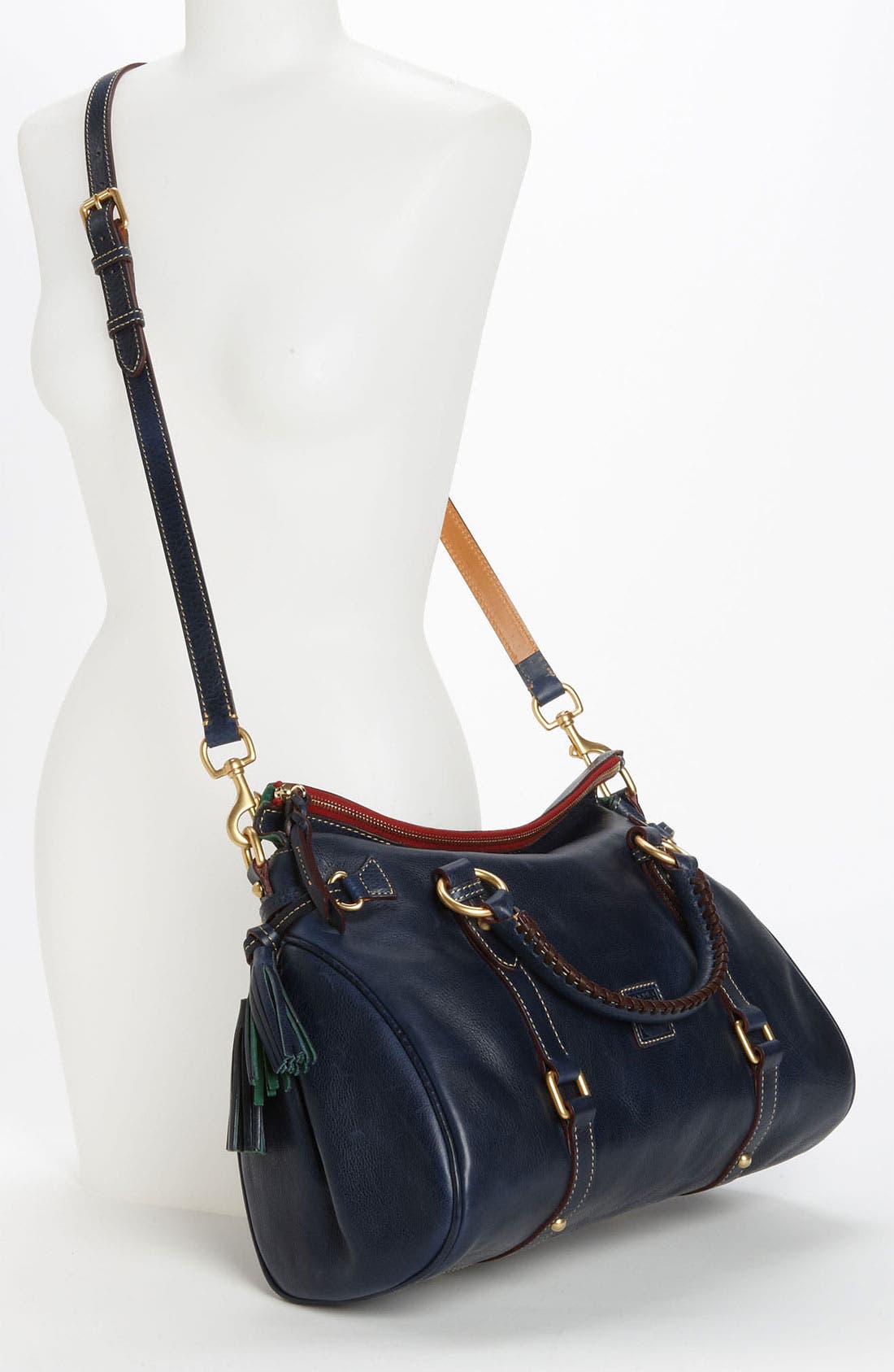 'Florentine Collection' Vachetta Leather Satchel, Alternate, color, NAVY