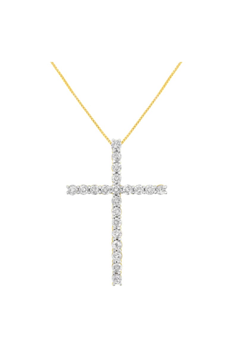 Haus of Brilliance 10K Yellow Gold Plated Silver 4.0 Cttw Diamond Cross Pendant Necklace, Main, color, Yellow