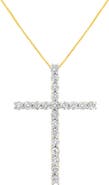 Haus of Brilliance 10K Yellow Gold Plated Silver 4.0 Cttw Diamond Cross Pendant Necklace