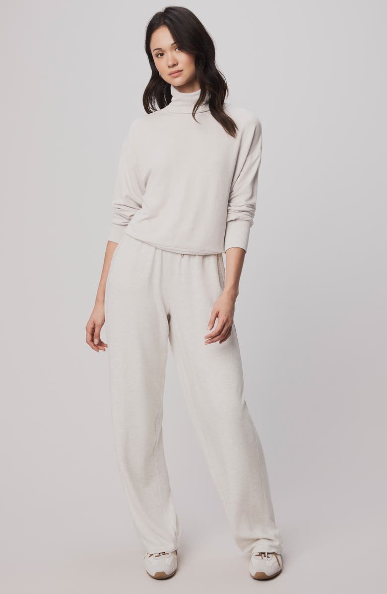 Splendid Supersoft Trim Turtleneck Sweater, Alternate, color, Pale Oak Heather White