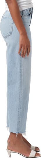 Ren Raw Hem High Waist Ankle Wide Leg Jeans
