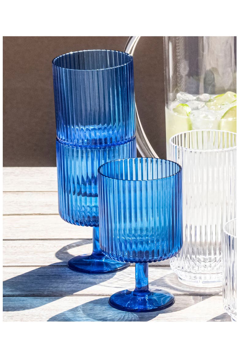 Set of 6 Shatterproof Mesa Stacking Goblets, Alternate, color, BLUE