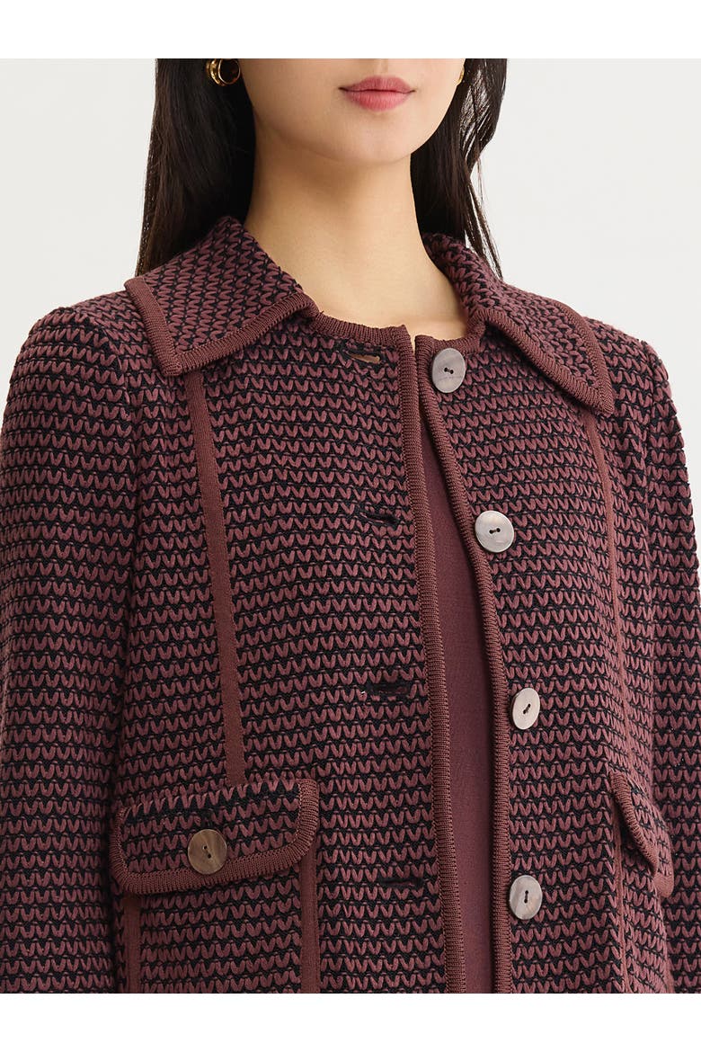 Relaxed Zig-Zag Knit Jacket, Alternate, color, Mahogany/Black