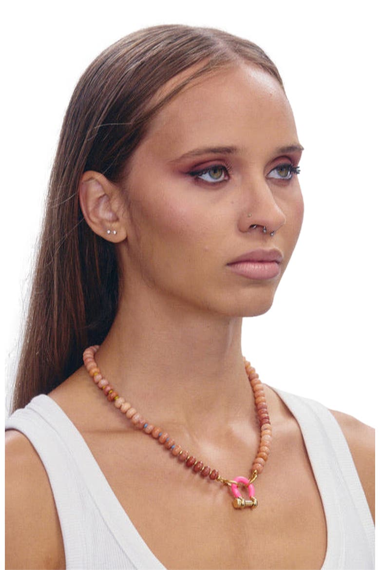 Sadie Light Brown Quartz Gold Plated Necklace, Alternate, color, Light Brown