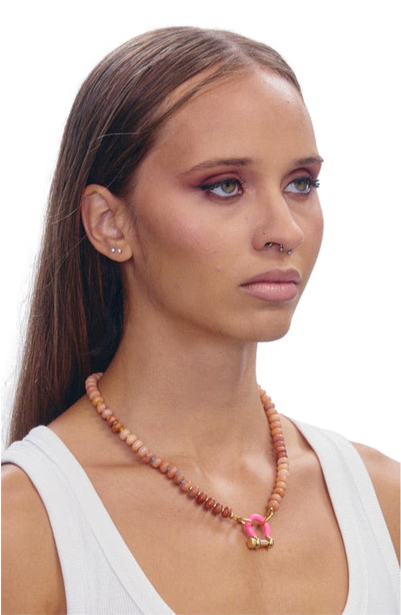 SHOP SPICY DAN Sadie Light Brown Quartz Gold Plated Necklace, Alternate, color, Light Brown