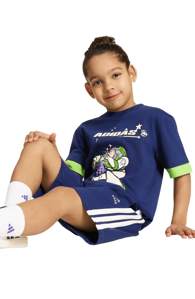 adidas Originals x Disney Toy Story Graphic T-Shirt & Shorts Set, Alternate, color, Dark Blue/ Off White