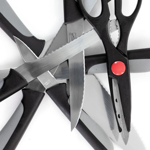 Gibson Home Dorain 14 Piece Stainless Steel Cutlery Set With Wood Block In Black