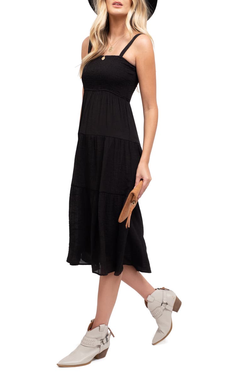 Blu Pepper Smocked Sleeveless Tiered Midi Dress, Alternate, color,