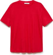 MANGO Crewneck Linen T-Shirt