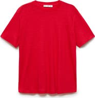 MANGO Crewneck Linen T-Shirt