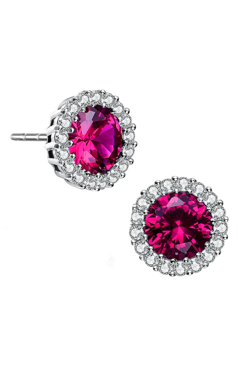 Genevive Cubic Zirconia Halo Stud Earrings, Main, color,