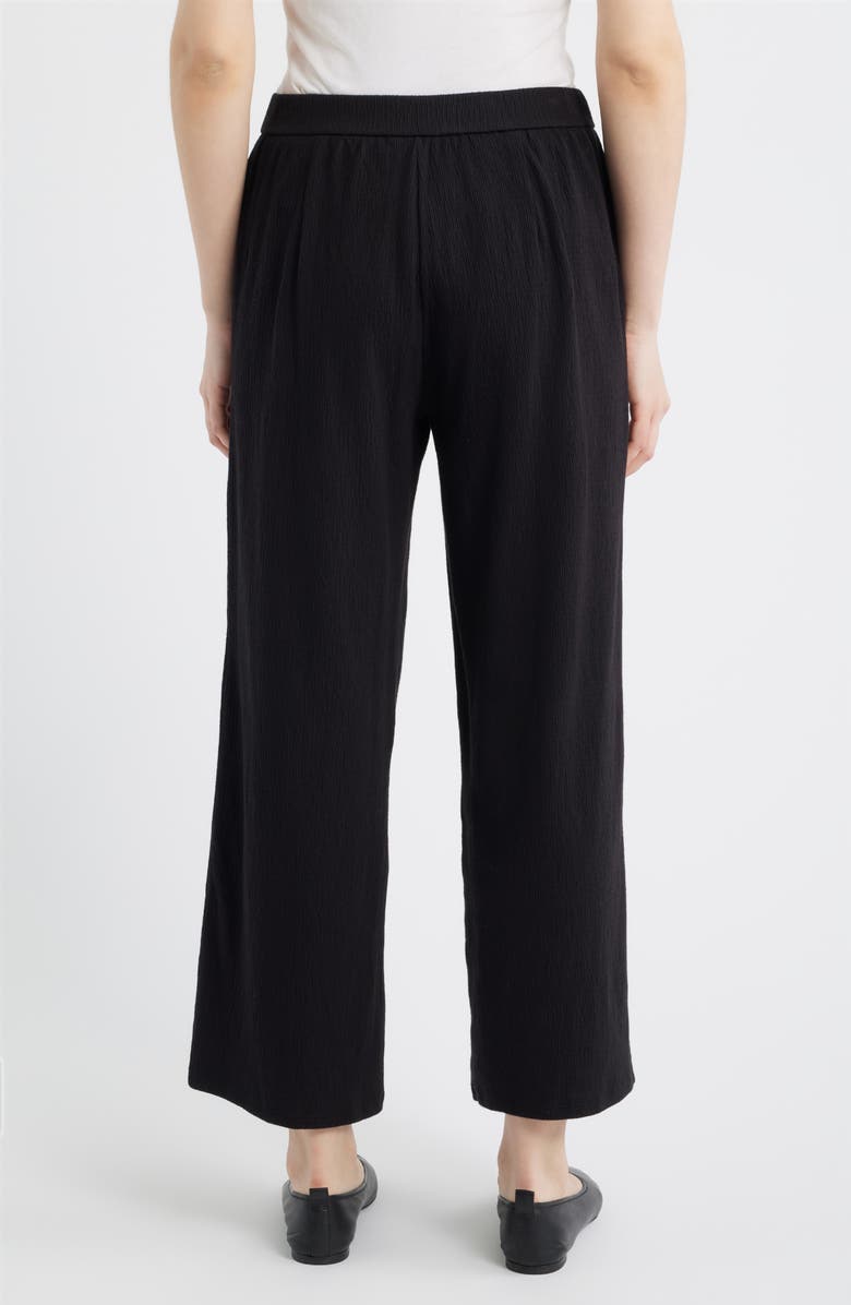 Eileen Fisher Jersey Ankle Wide Leg Pants, Alternate, color, Black