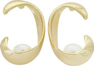 Panacea Freshwater Pearl Frontal Hoop Earrings