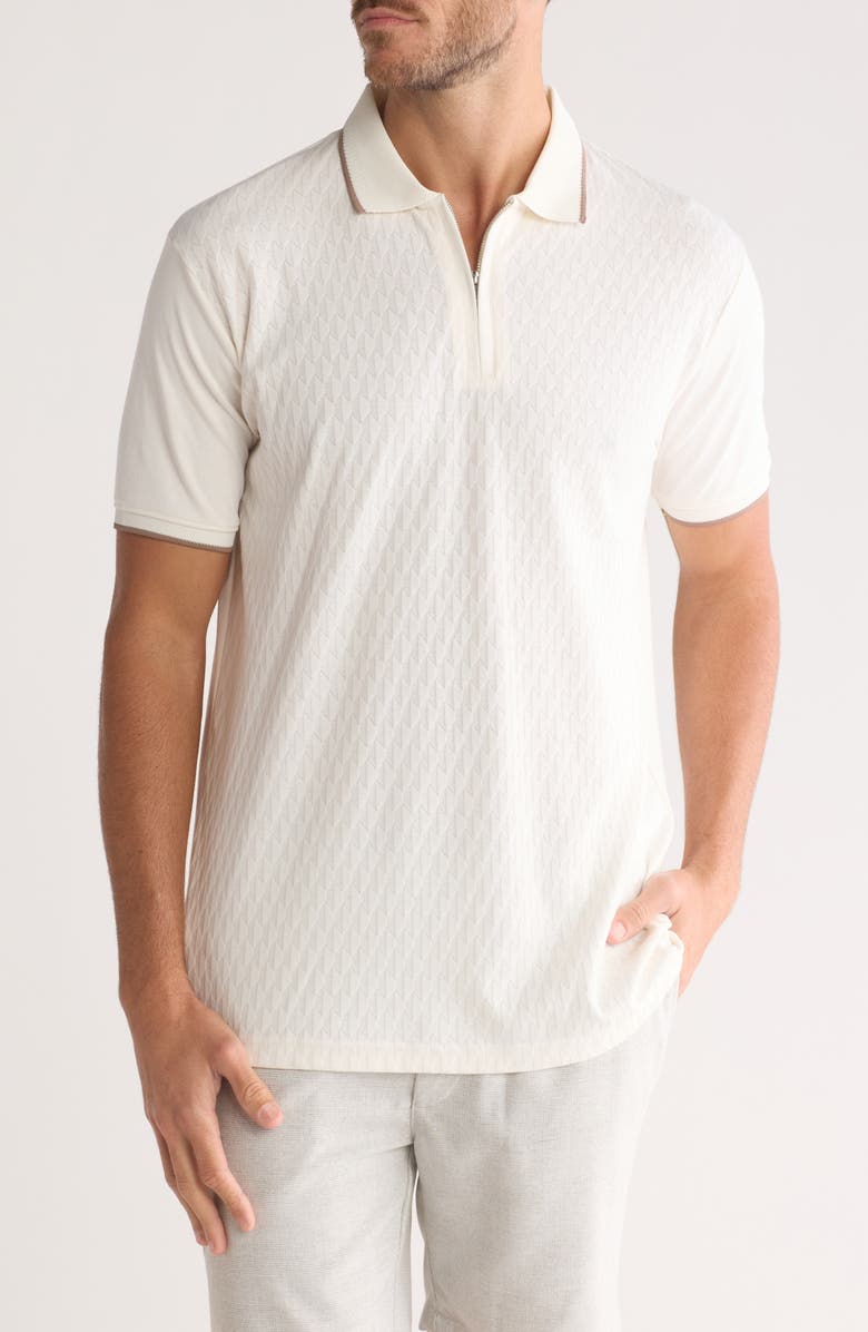 DENIM AND FLOWER Zip Tipped Knit Polo, Main, color, 