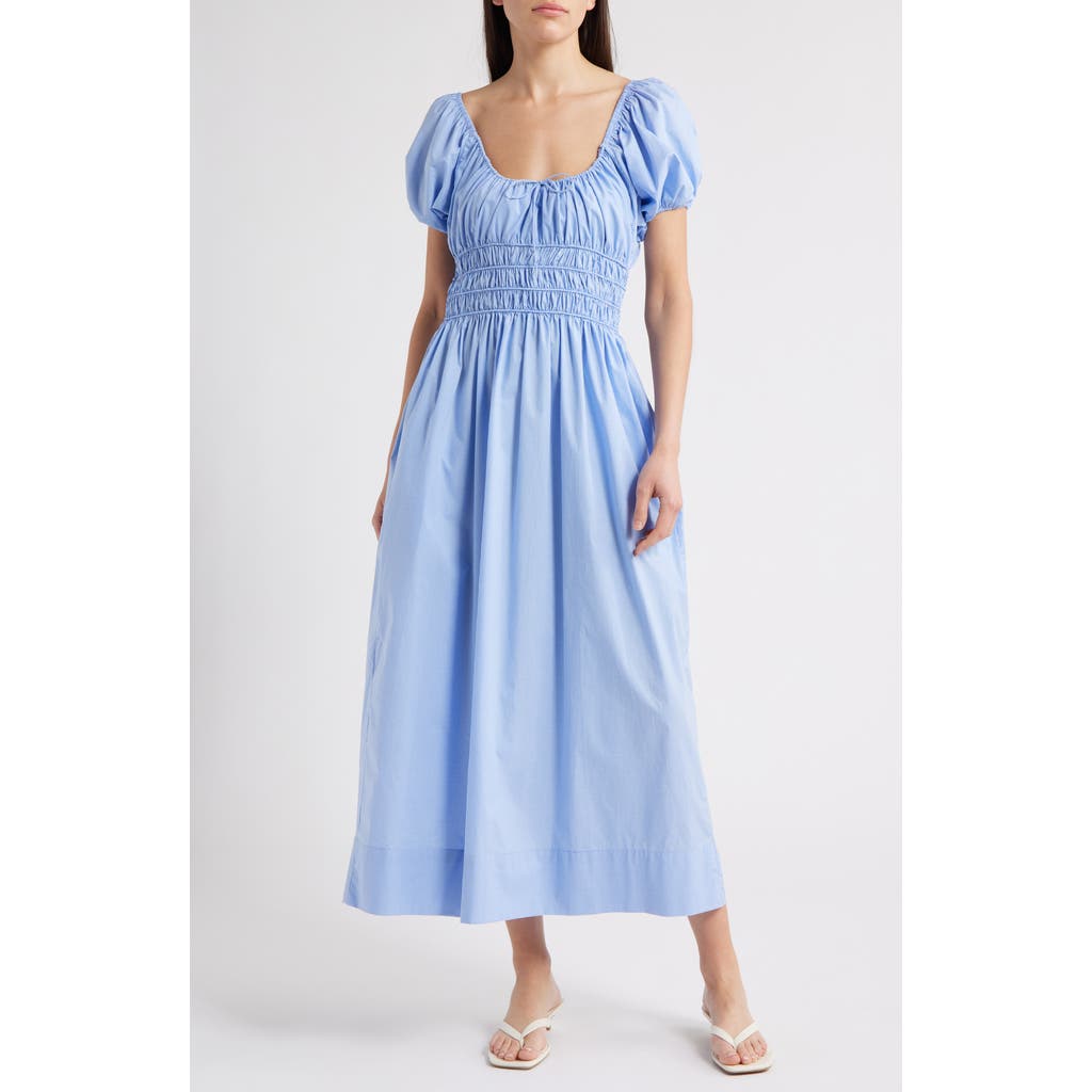 Faithfull The Brand Yolaine Cotton Midi Dress In Blue