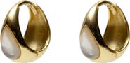 Argento Vivo Sterling Silver Mother-of-Pearl Teardrop Huggie Hoop Earrings