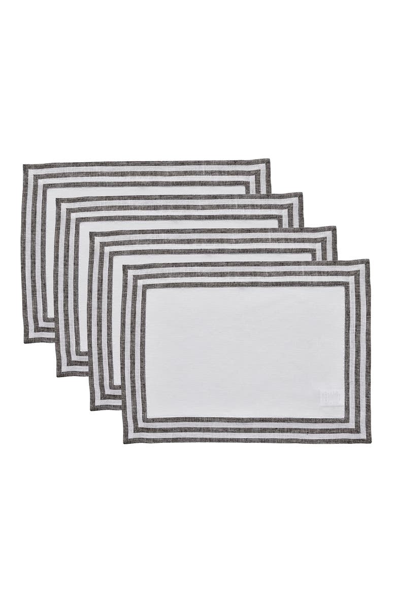 Solino Home Linen Placemats - Mila, 14" x 19" Inch, Main, color, Black