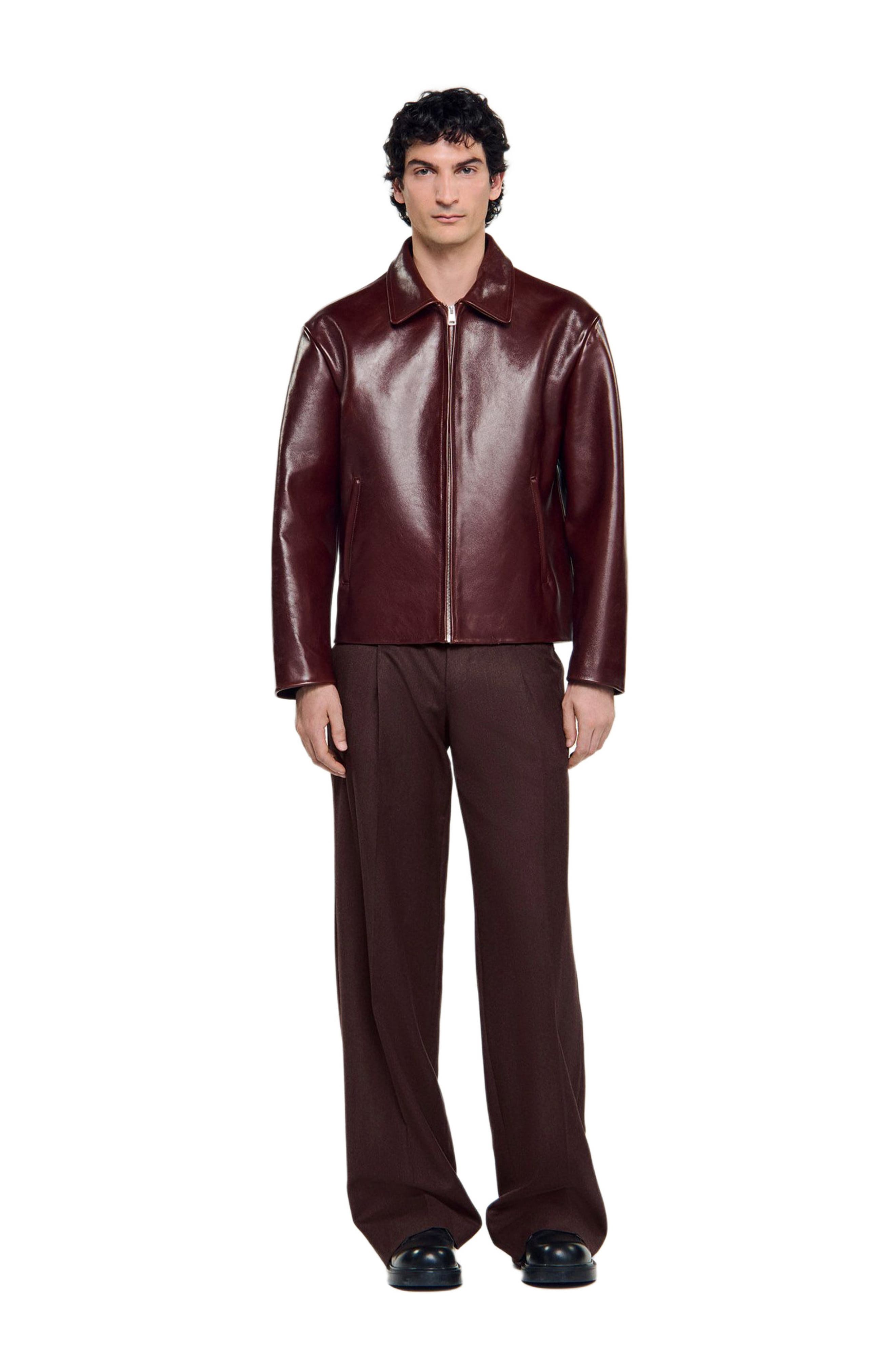 Classic zip-up leather jacket