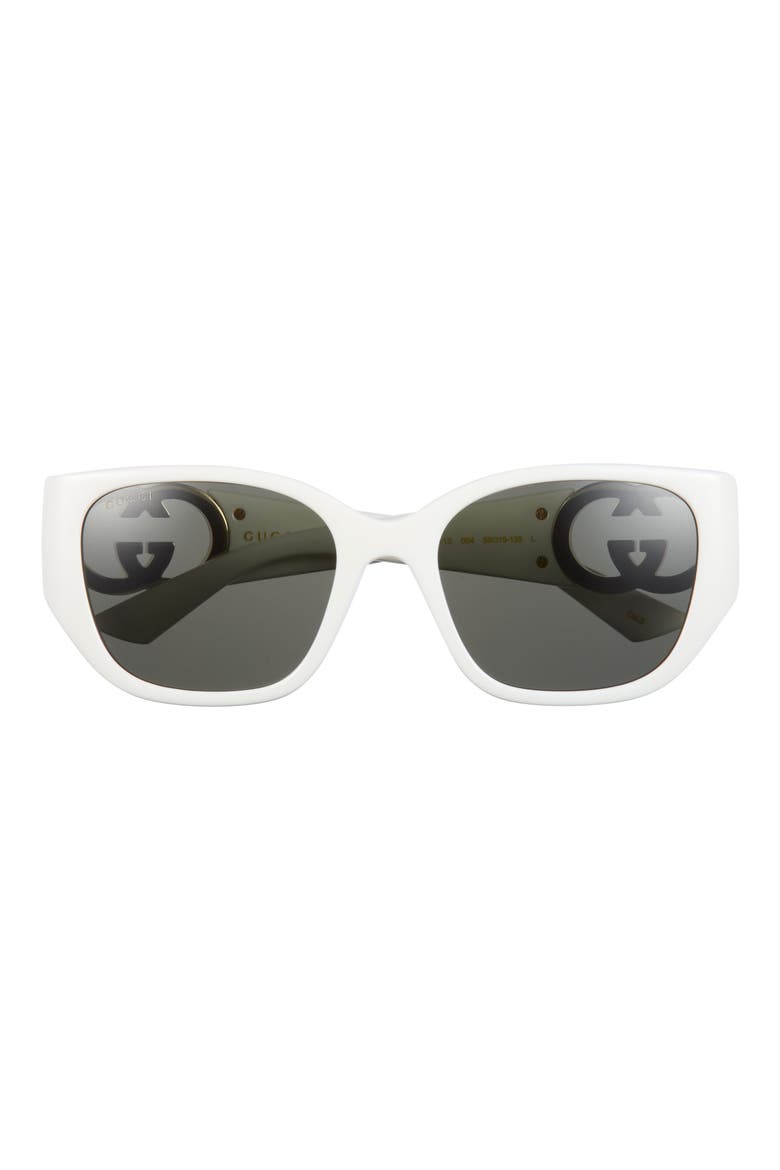 55mm Cat Eye Sunglasses, Main, color, WHITE WHITE GREY
