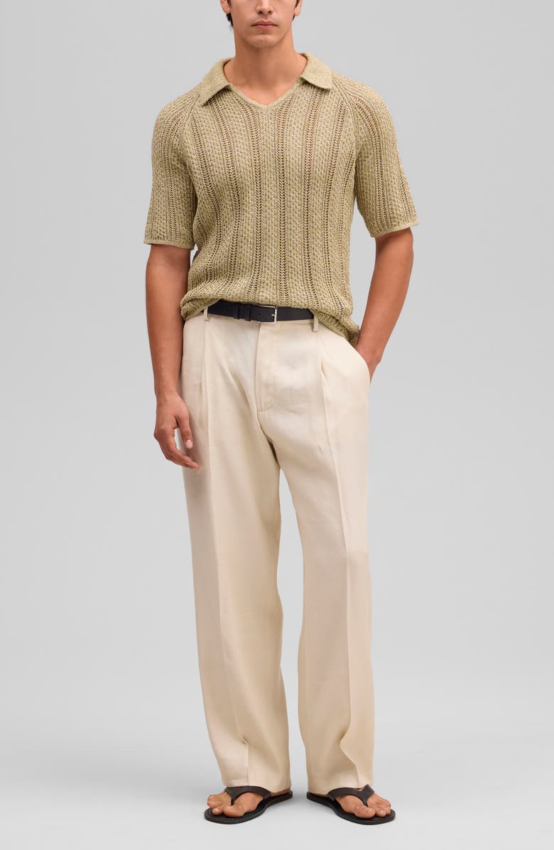 NN07 Cale Johnny Collar Sweater Polo, Alternate, color, Beige/ Sea Spray