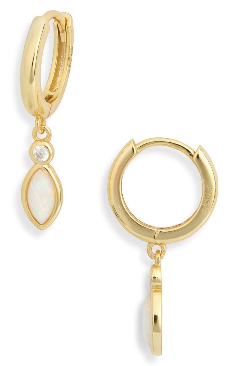 ARGENTO VIVO Marquise Opal & Cubic Zirconia Huggie Hoop Earrings, Main, color, 
