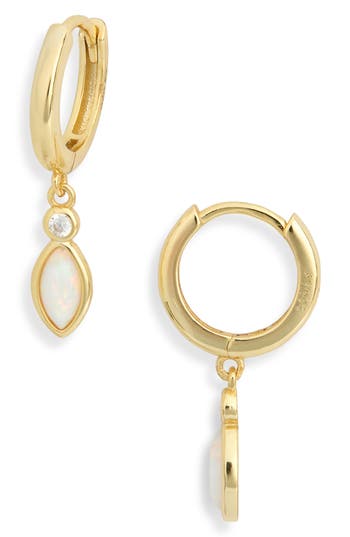 Argento Vivo Marquise Opal & Cubic Zirconia Huggie Hoop Earrings