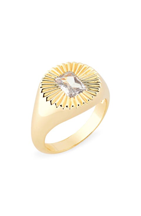 Ember Cubic Zirconia Sunburst Signet Ring