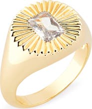 MIRANDA FRYE Ember Cubic Zirconia Sunburst Signet Ring