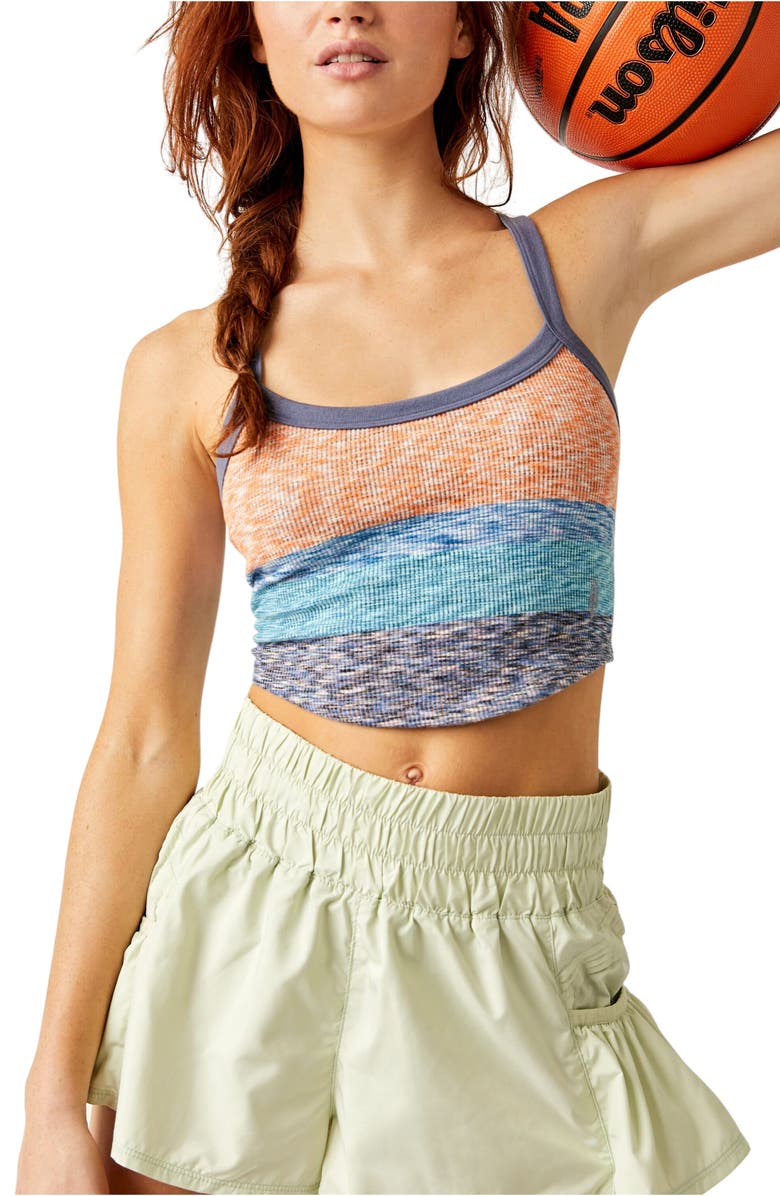 Free People FP Movement All Clear Stripe Space Dyed Rib Crop Camisole, Alternate, color,
