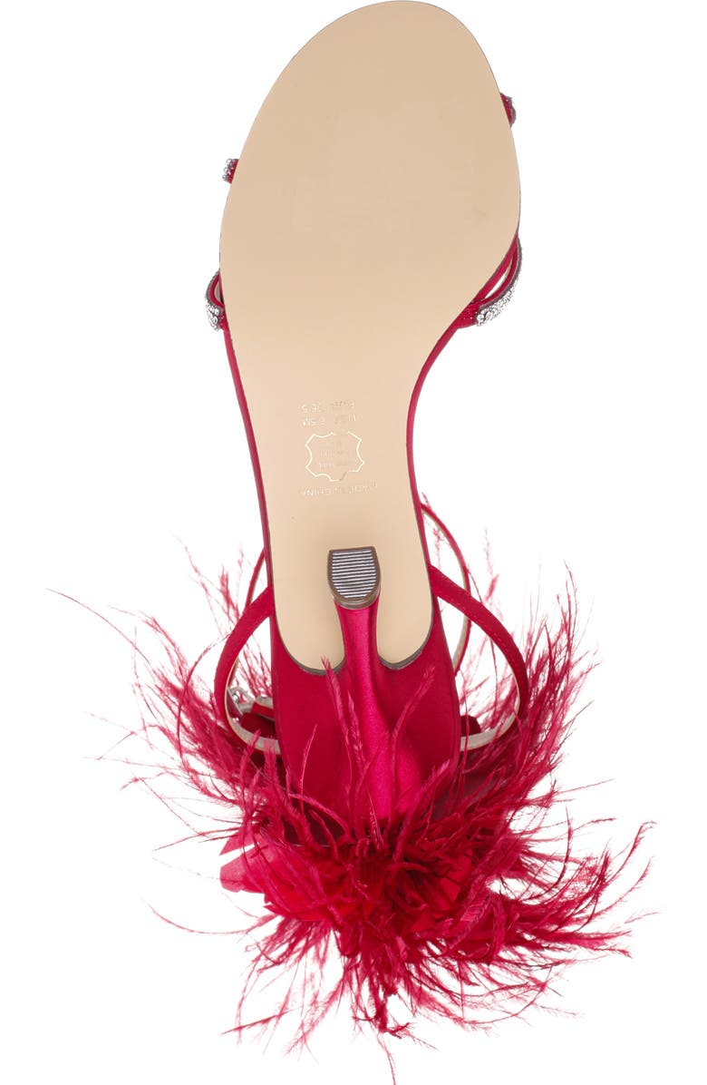 Nina Demi Faux Feather Ankle Strap Sandal, Alternate, color, Red