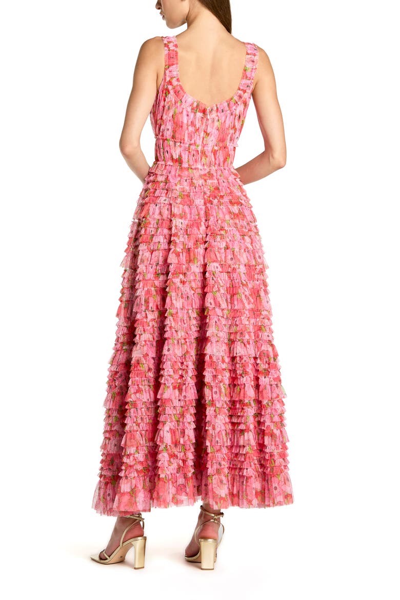 Floral Printed Ruffle Tiered Scoop Neck Maxi Dress, Alternate, color, Cherry Multi