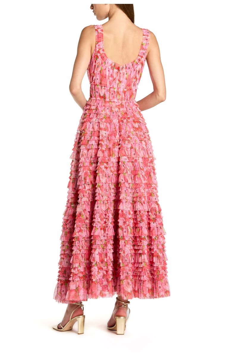 Mac Duggal Floral Printed Ruffle Tiered Scoop Neck Maxi Dress, Alternate, color, Cherry Multi