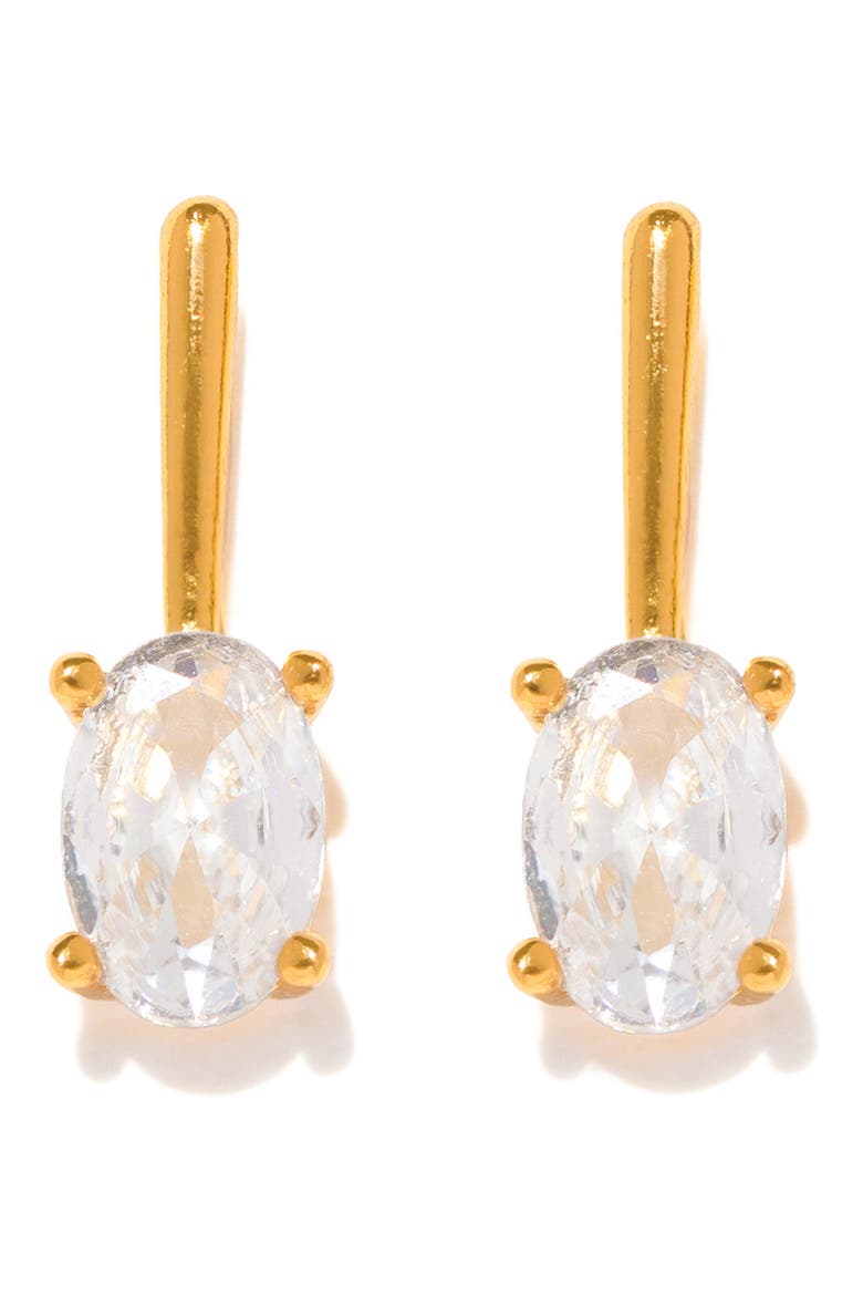 Cancun Oval Bar Stud Earrings, Main, color, GOLD