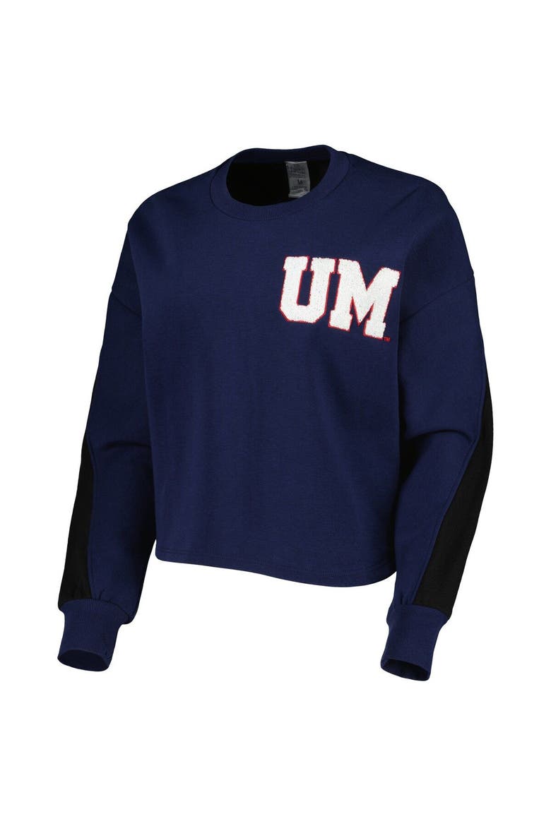 Women's Gameday Couture Navy Michigan Wolverines Back To Reality Colorblock Pullover Sweatshirt, Alternate, color, Navy
