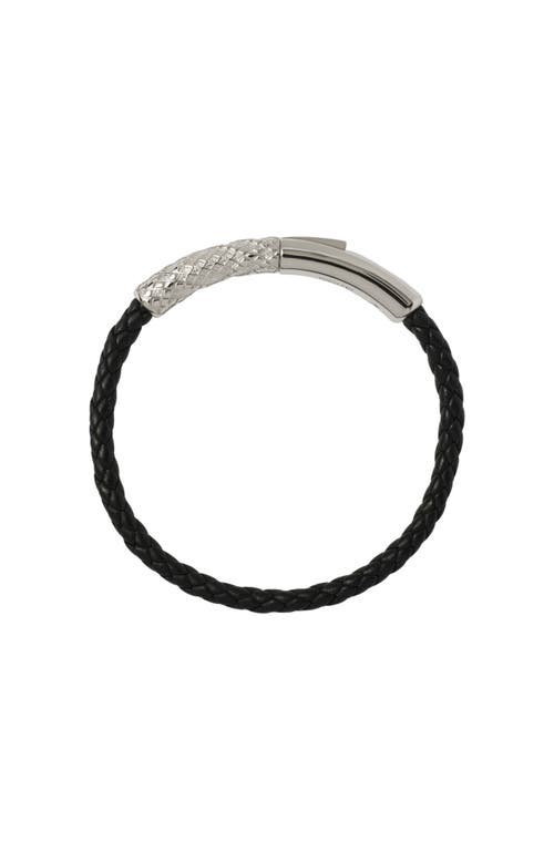 Burberry Leather Check Bracelet In Silver/black