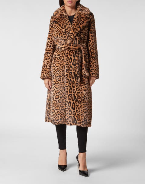 Eco Mink Coat Long Leopard Women