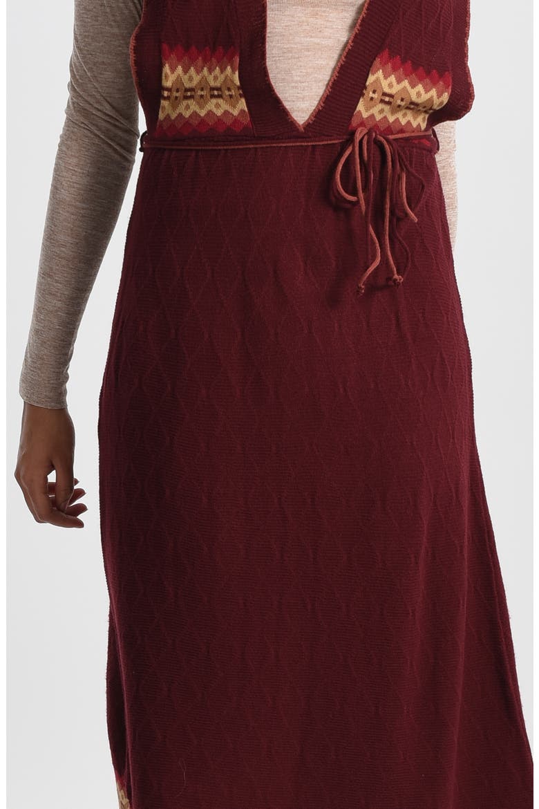 Border Print Sweater Dress, Alternate, color, DARK RED