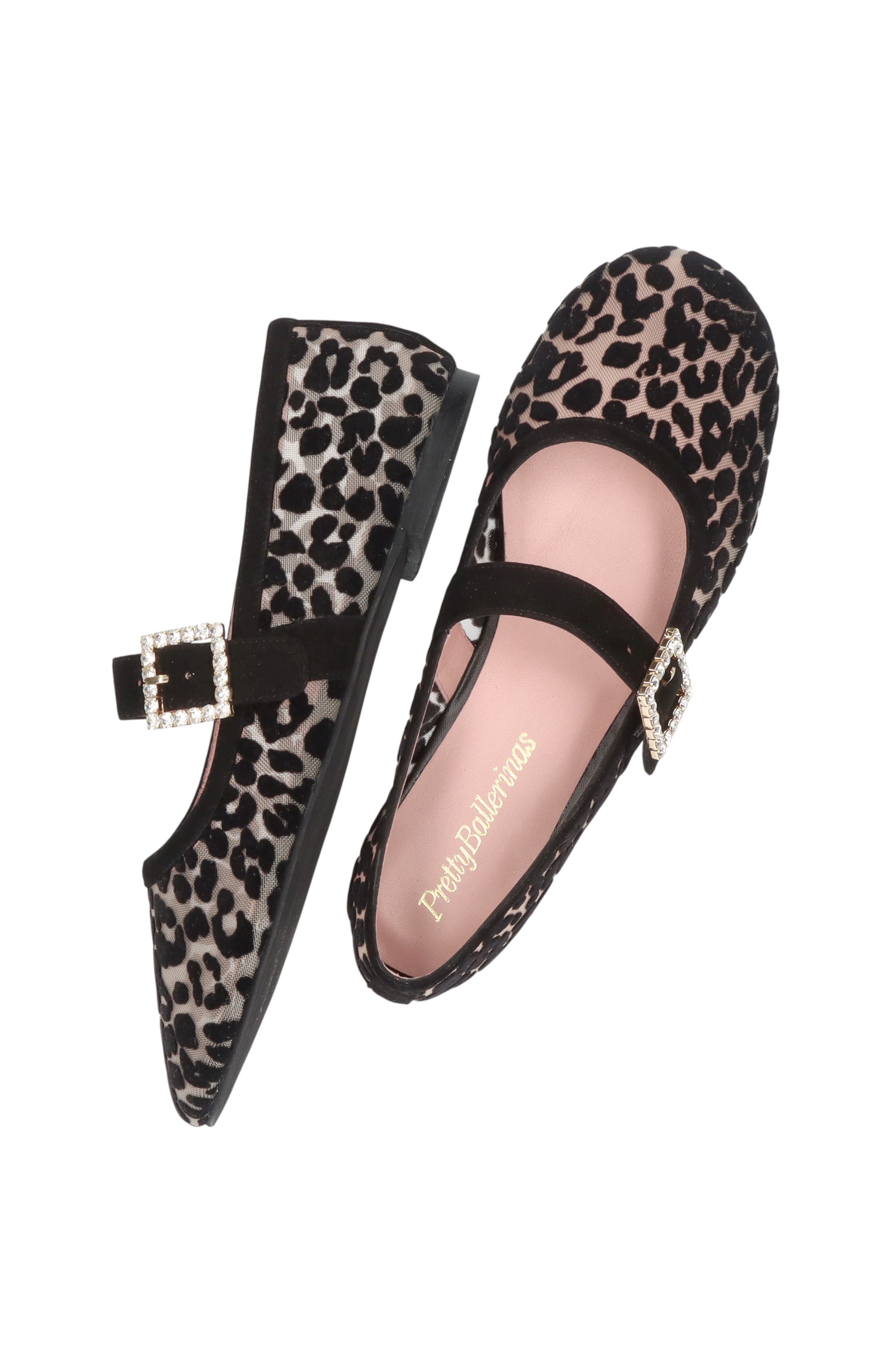 Pretty Ballerinas Leopard Mesh Crystal Buckle Ballet Flat, Alternate, color, Khaki