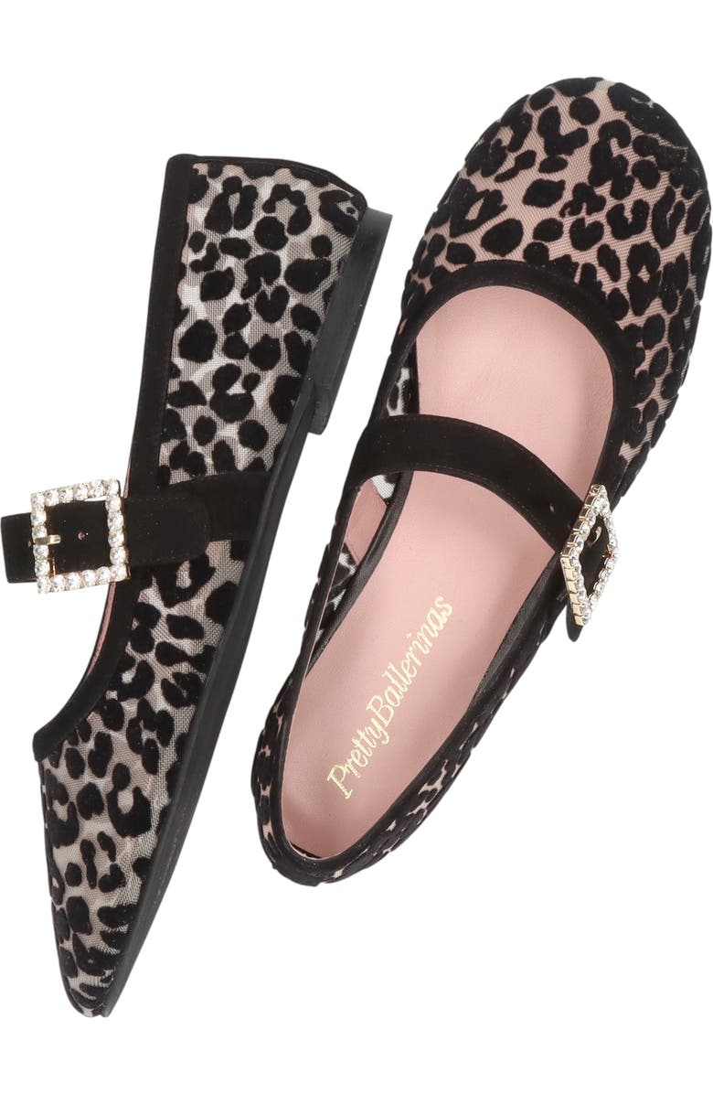 Pretty Ballerinas Leopard Mesh Crystal Buckle Ballet Flat, Alternate, color, Khaki