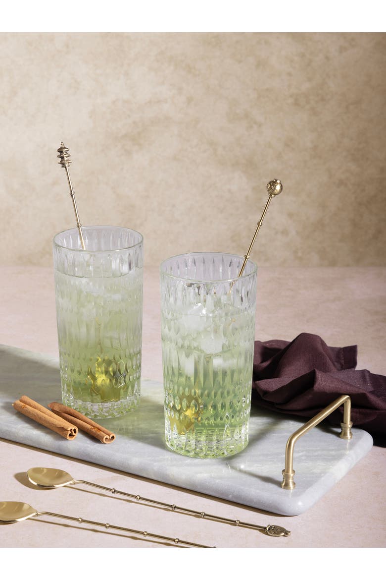 Magnolia Cocktail Stirrers, Set of 6, Alternate, color, Gold