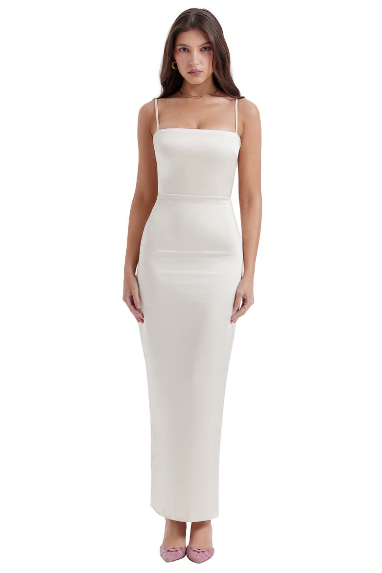 Costanza Satin Maxi Dress, Alternate, color, VINTAGE CREAM