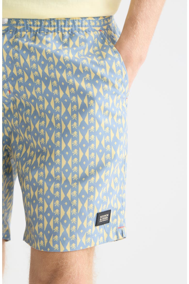 Geo Print Midlength Swim Trunks, Alternate, color, CACTUS STRIPE INFINITY