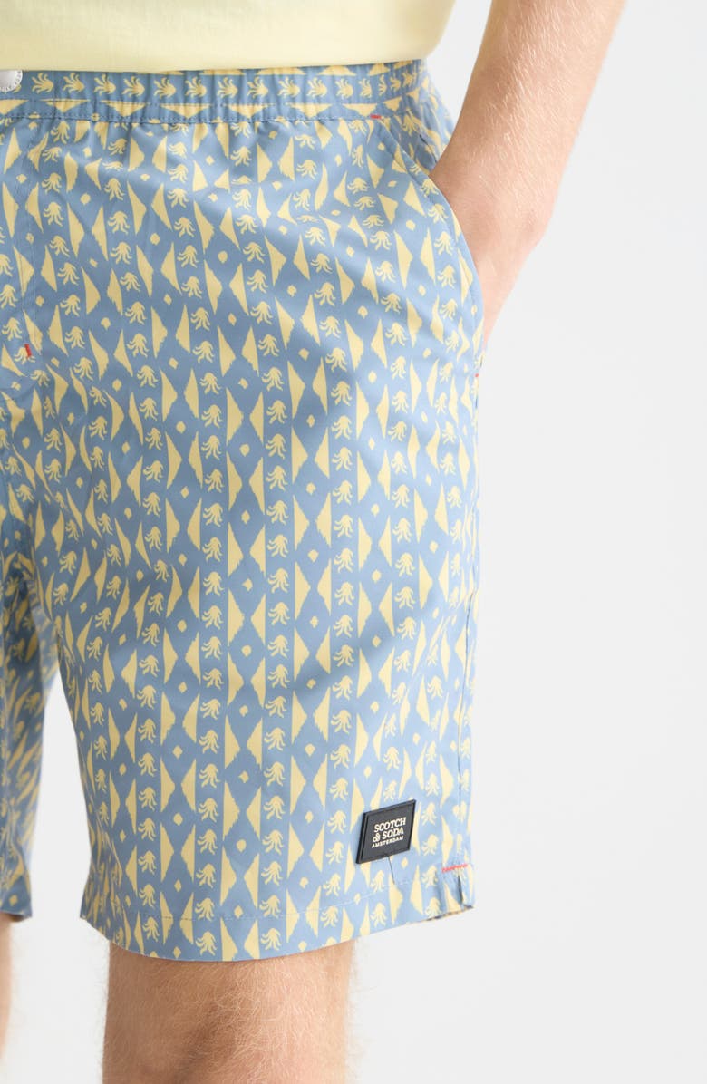Scotch & Soda Geo Print Midlength Swim Trunks, Alternate, color, 